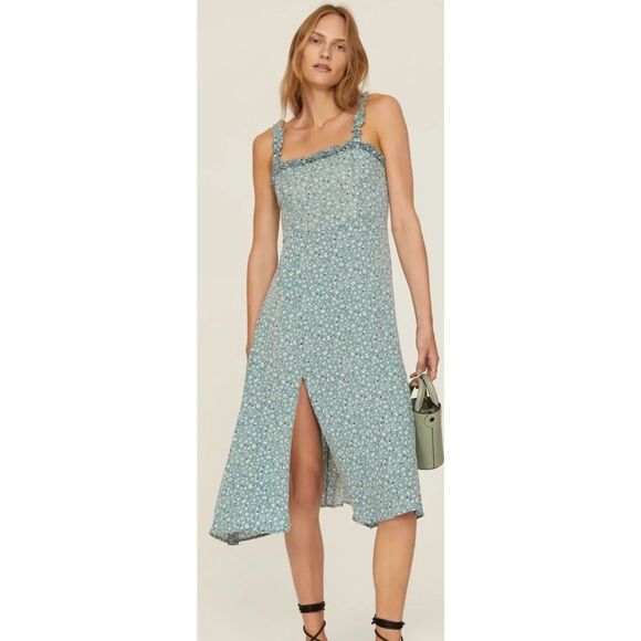 Louna Blue Floral Ruffle Dress Rent The Runway Pre-Loved S $240 - Picture 1 of 6